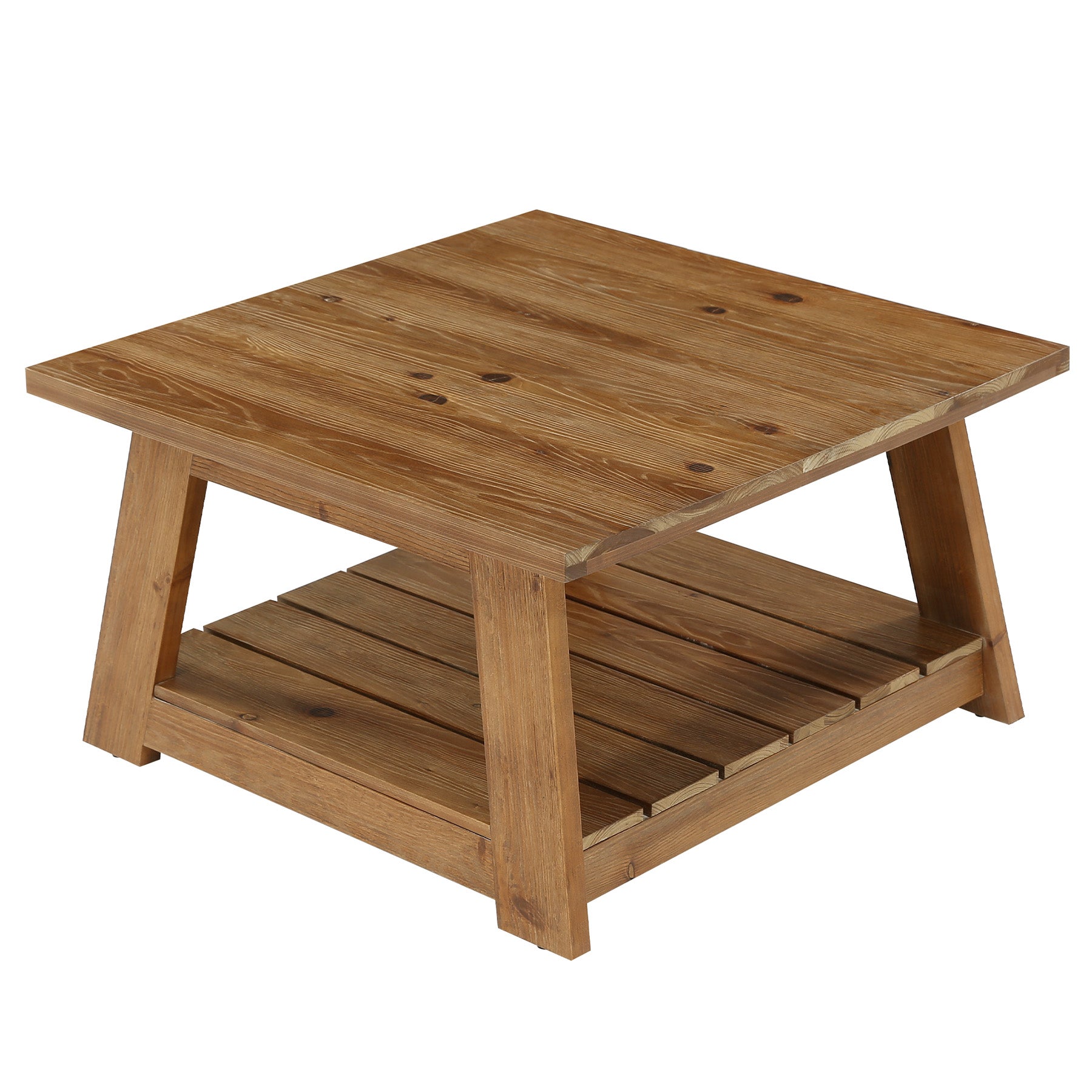 Tribesigns 31.5 Inch Solid Wood Square Coffee Table, Farmhouse Centre Table with Storage Shelf