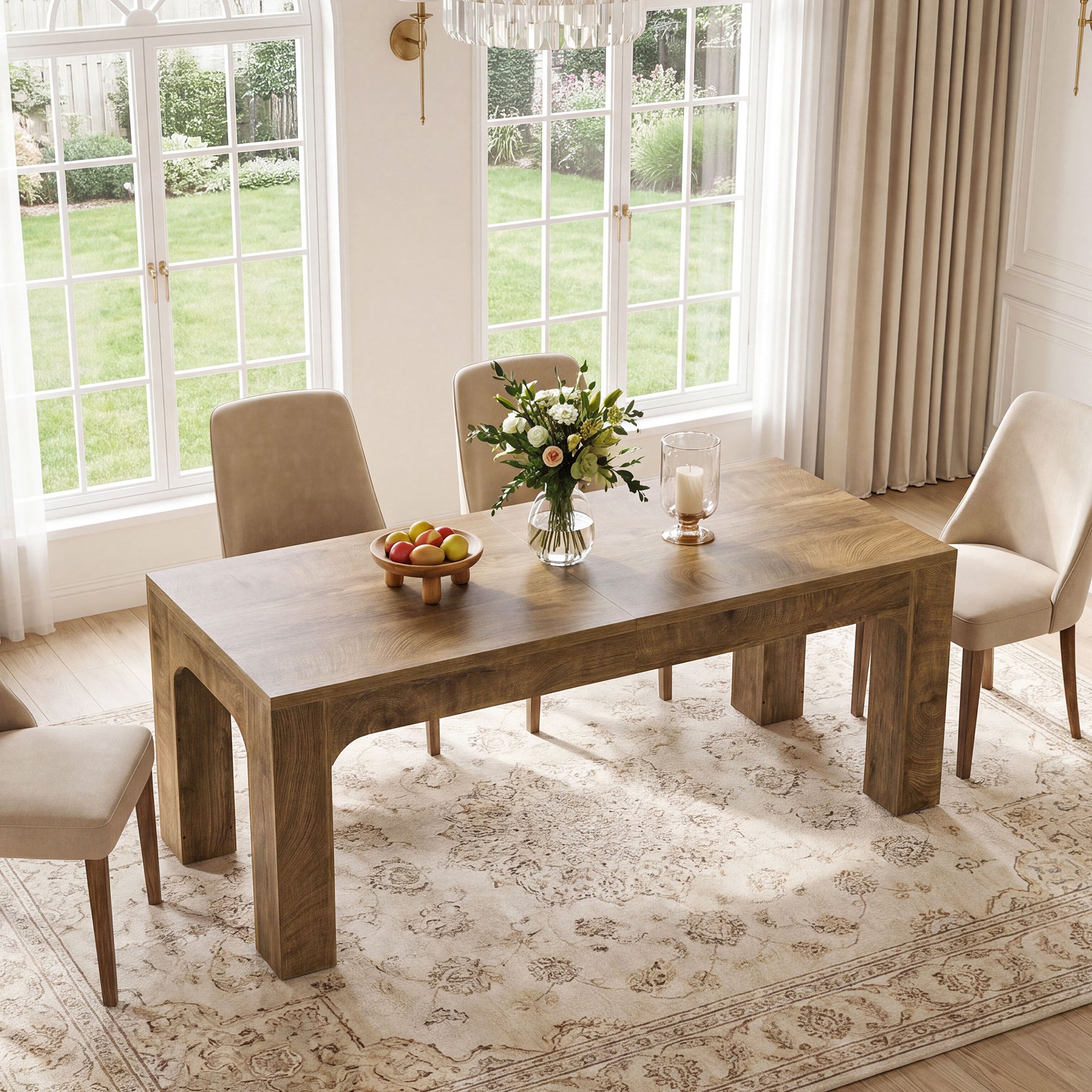 Tribesigns 70.9-Inch Dining Table for 4-6, Farmhouse Rectangular Table with Heavy-Duty Legs