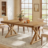 63 Inch Solid Wood Dining Table for 4-6, Farmhouse Kitchen Table with X-Shaped Legs for Dining Room 3