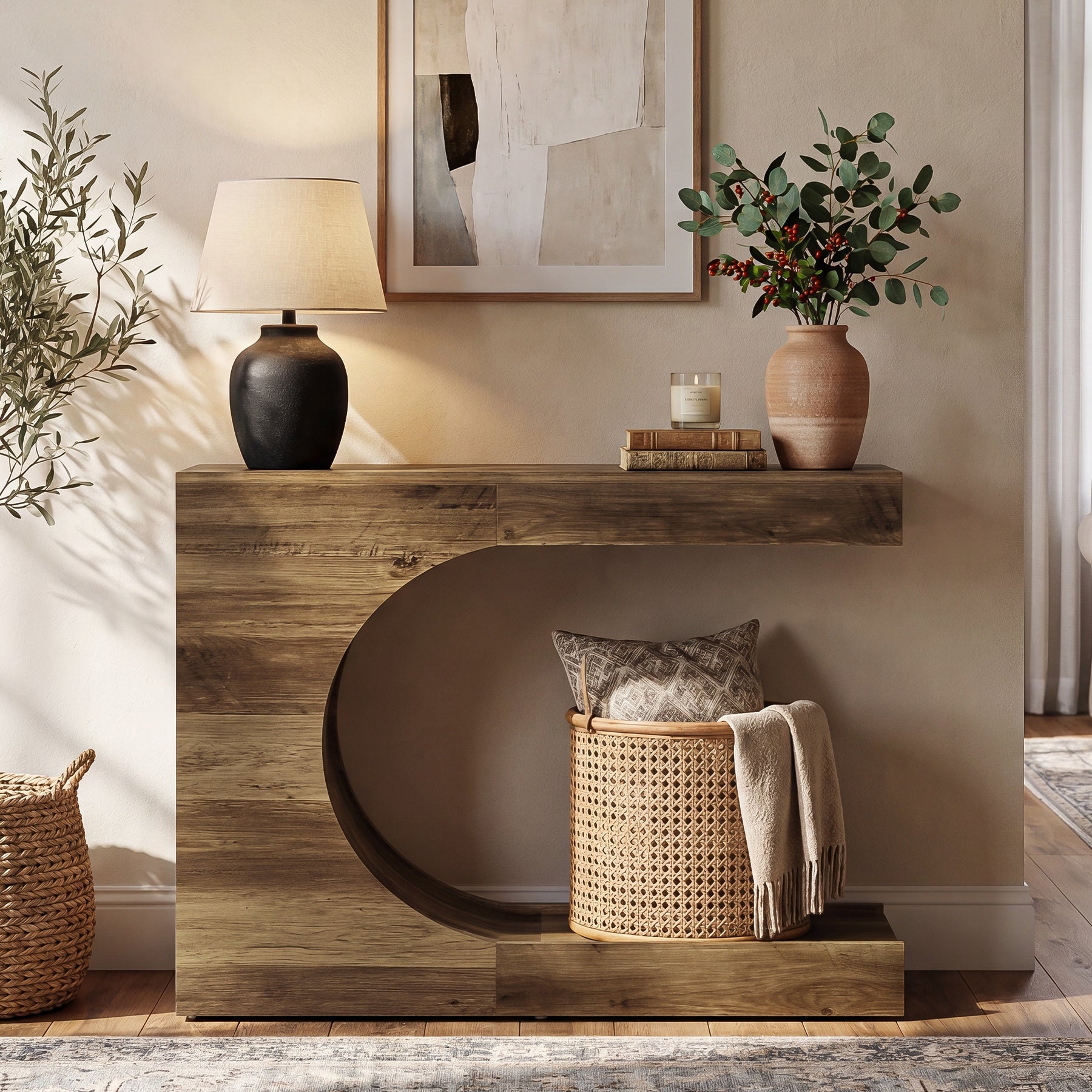 Tribesigns 40-Inch Farmhouse Console Table with C-Shaped Design, Small Entryway Table for Foyer and Living Room