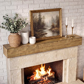 Tribesigns 63" Solid Wood Floating Mantel Shelf with 80 lb Capacity, Rustic Fireplace Wall Decor 3