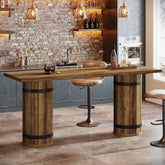 70.9-Inch Long Bar Table with Slatted Base, Rectangular Counter Height Pub Table 3