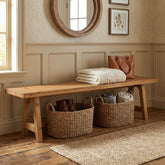 Tribesigns 63-Inch Solid Wood Entryway Bench, Rustic Hallway Shoe Bench for Mudroom 3