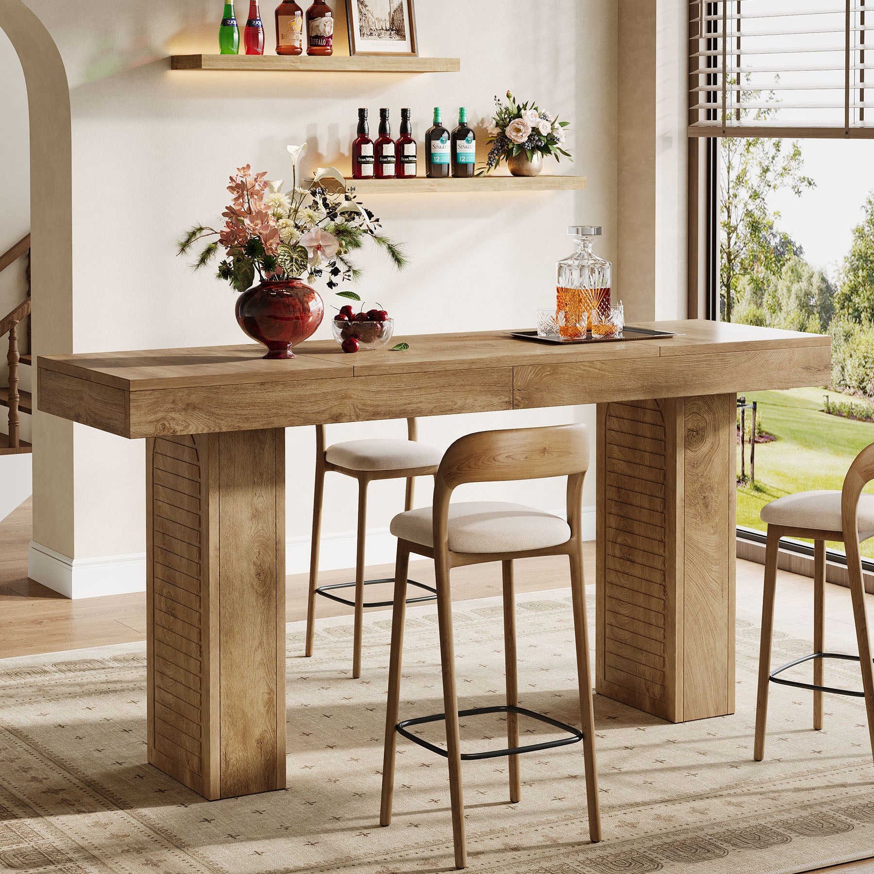 70.9 Inch Extra Long Bar Table for 4-6, Counter Height Pub Table for Kitchen and Home Bar
