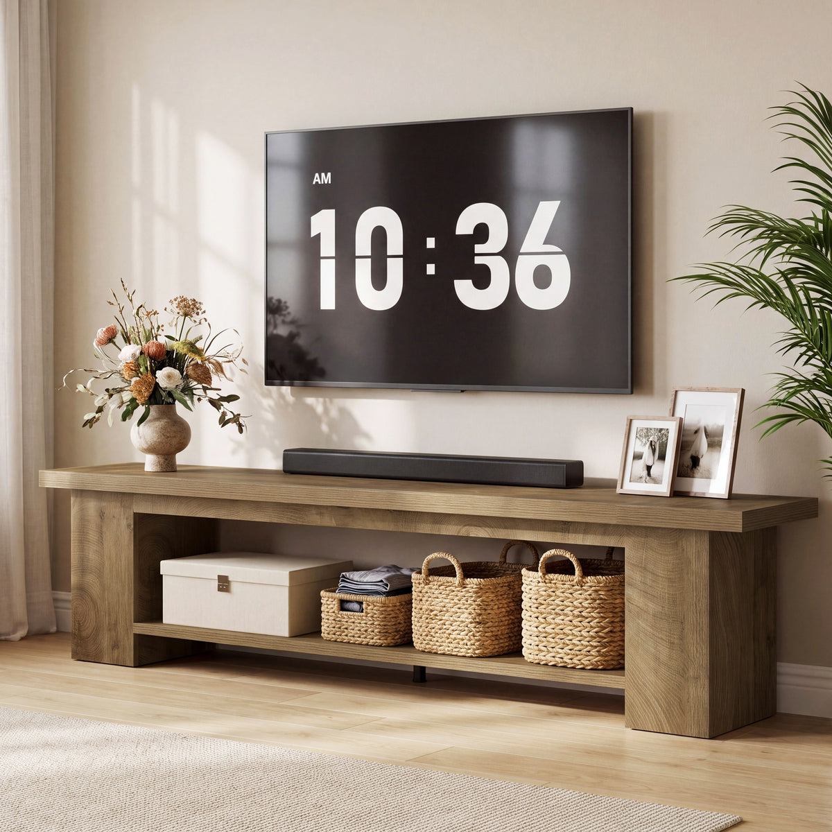 Tribesigns 86.6" Extra Long TV Stand with 2-Tier Storage, Media Console for 65-90" TVs