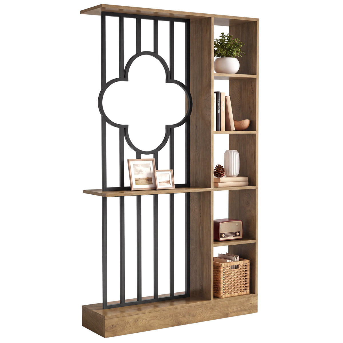 Tribesigns 71" Tall Room Divider with Open Shelves, Freestanding Partition Shelf for Living Room