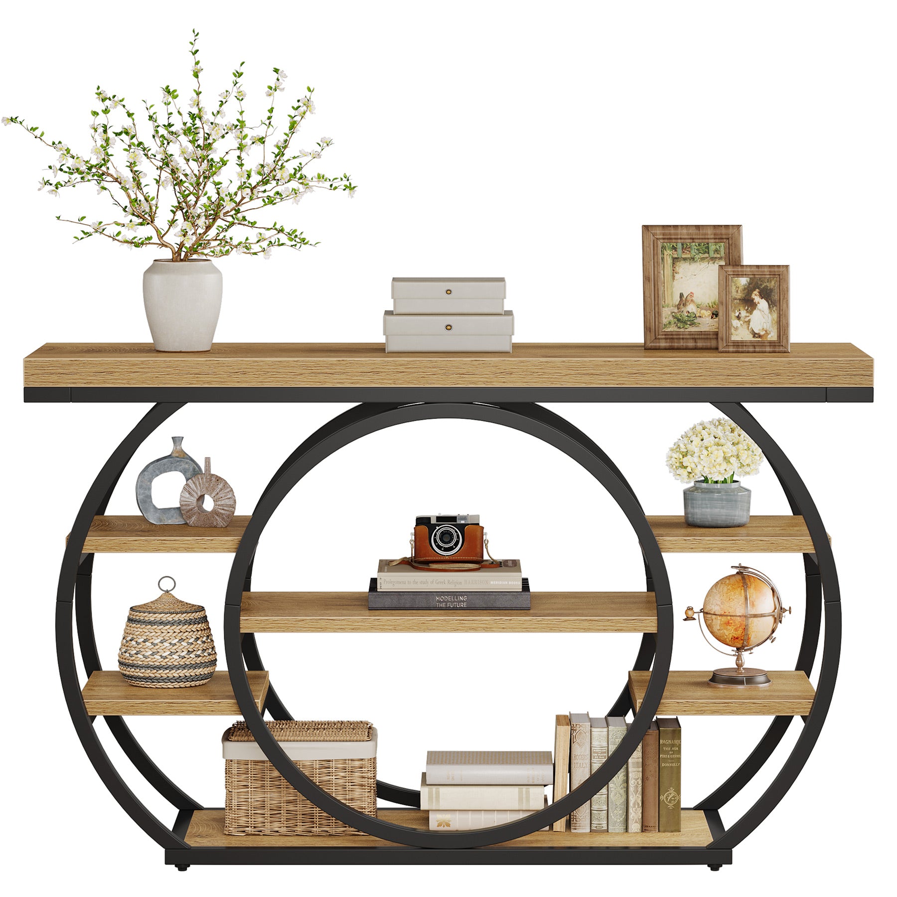 Tribesigns 47" Console Table, 5-Tier Industrial Entryway Table with Metal Frame