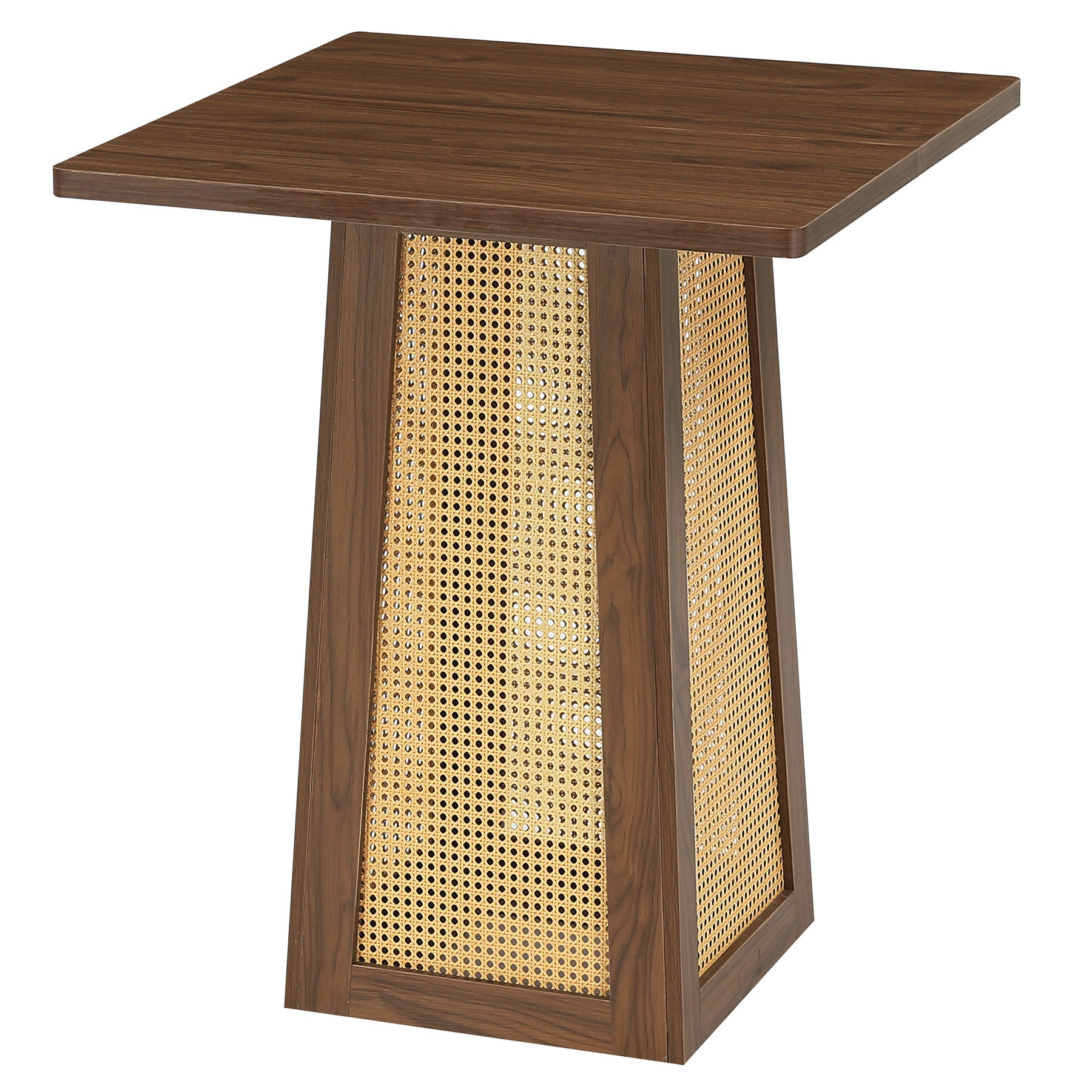 31.5-Inch Square Bar Table, Counter Height Pub Table with Rattan Pedestal Base for Home Bar Kitchen and Small Spaces