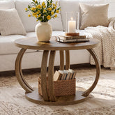 Tribesigns 31.5 Inch Round Coffee Table with Storage, Sculptural Curved Base for Living Room 3