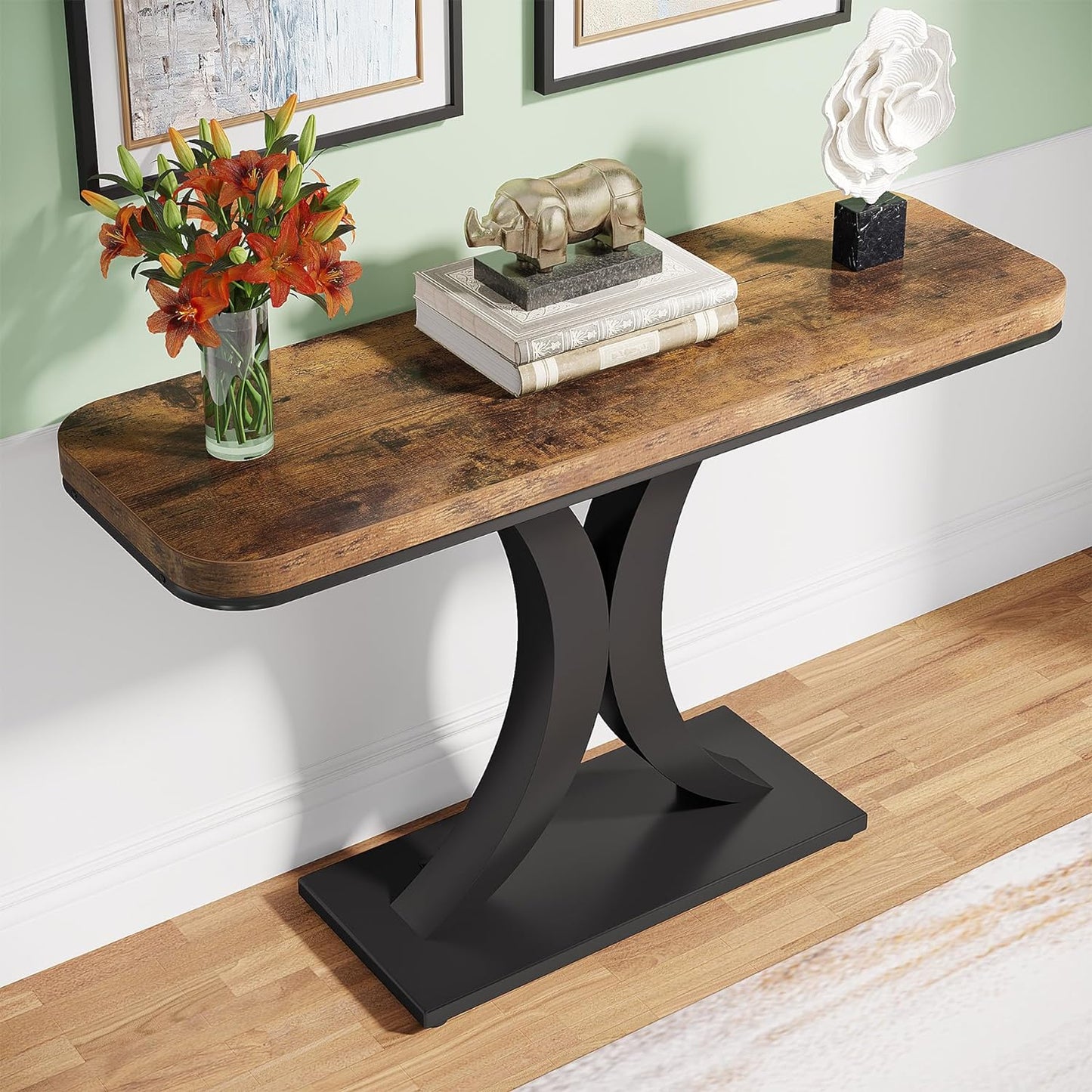 Modern 40" Geometric Console Table for Narrow Entryways