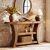 Tribesigns 55-Inch Solid Wood Console Table with 3-Tier Storage, Curved Entryway Table for Hallway 3