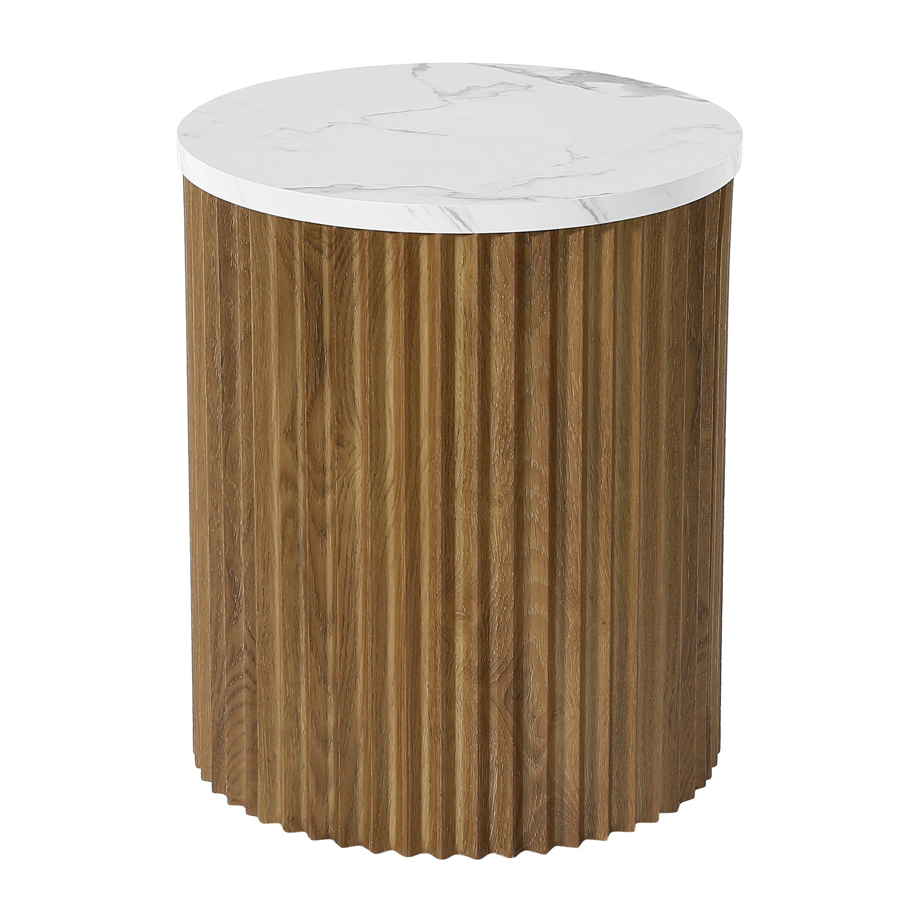 Tribesigns 17.72" Round Side Table, Faux Marble End Table with Fluted Base for Living Room