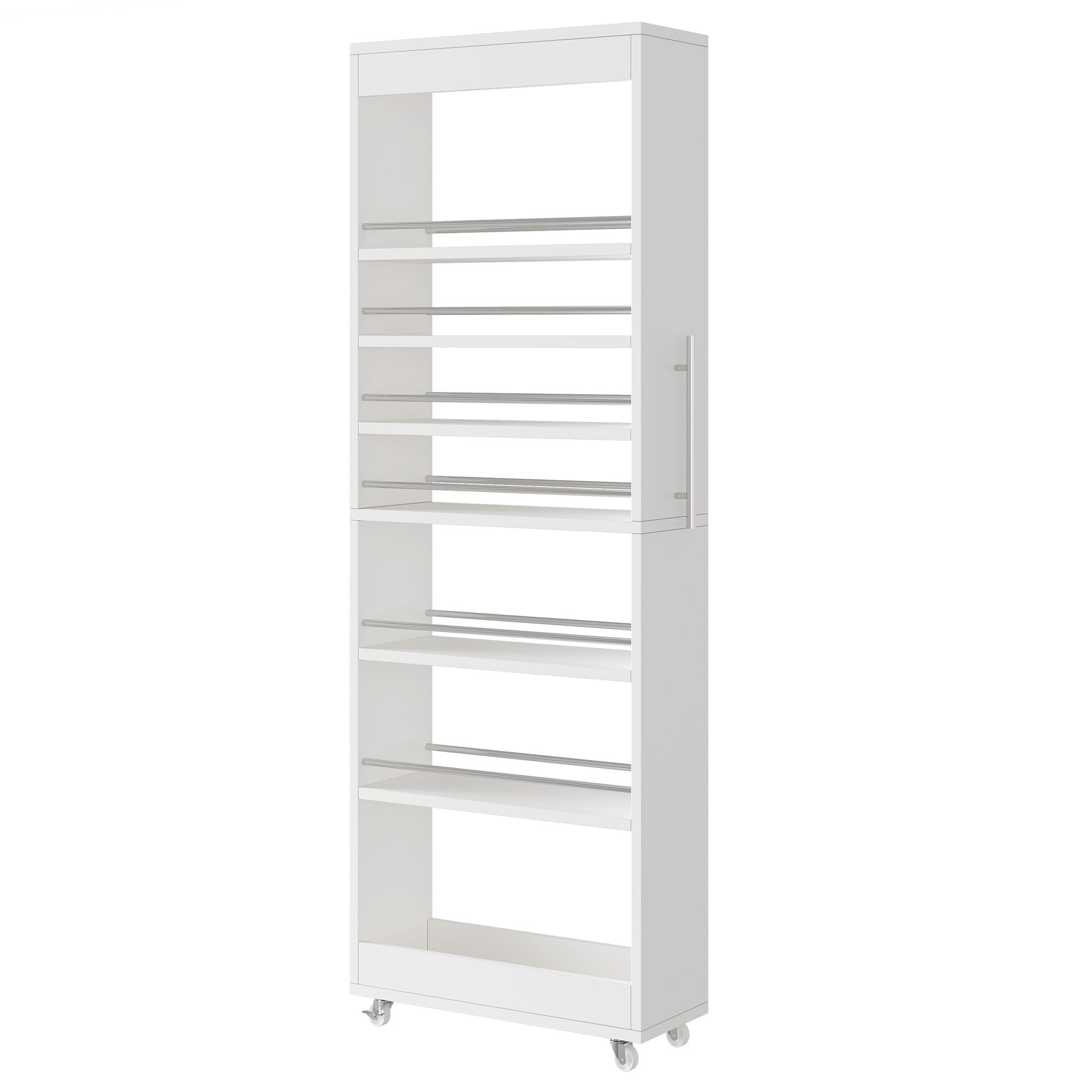 73-Inch 7-Tier Slim Rolling Pantry Cart, Narrow Pull-Out Storage Rack for Kitchen Gaps