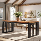 63 Inch Solid Wood Dining Table for 4-6, Farmhouse Kitchen Table with Reinforced Metal Frame 3