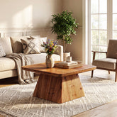 Tribesigns 31.5-Inch Square Coffee Table, Classic Living Room Center Table with Pedestal Base for Modern Home 3