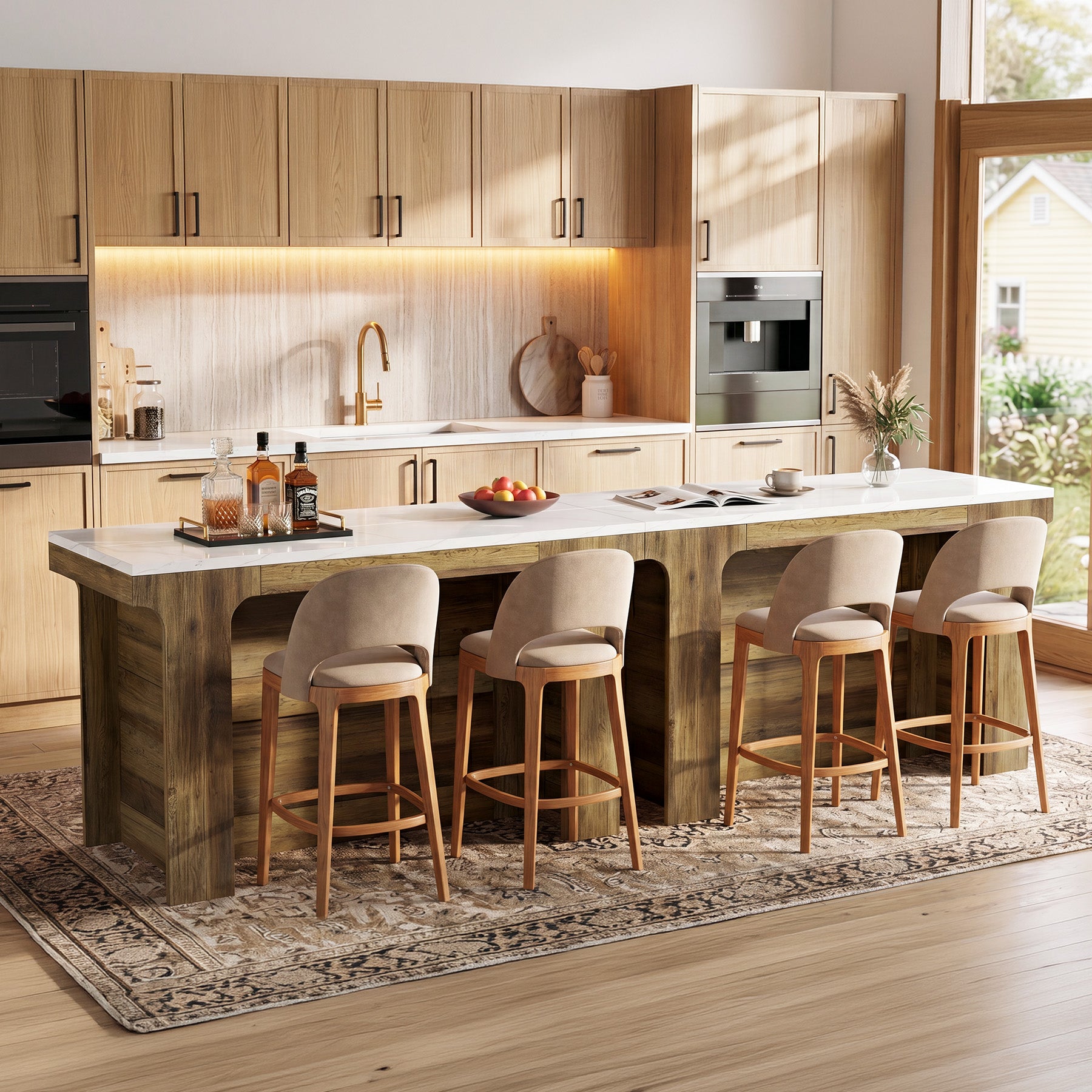 Tribesigns 59-Inch Bar Table with Faux Marble Top, Counter Height Table for Kitchen and Bistro