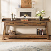 Tribesigns 70.9 Inch Extra Long Console Table with 3 Drawers, 2-Tier Sofa Table for Living Room 3