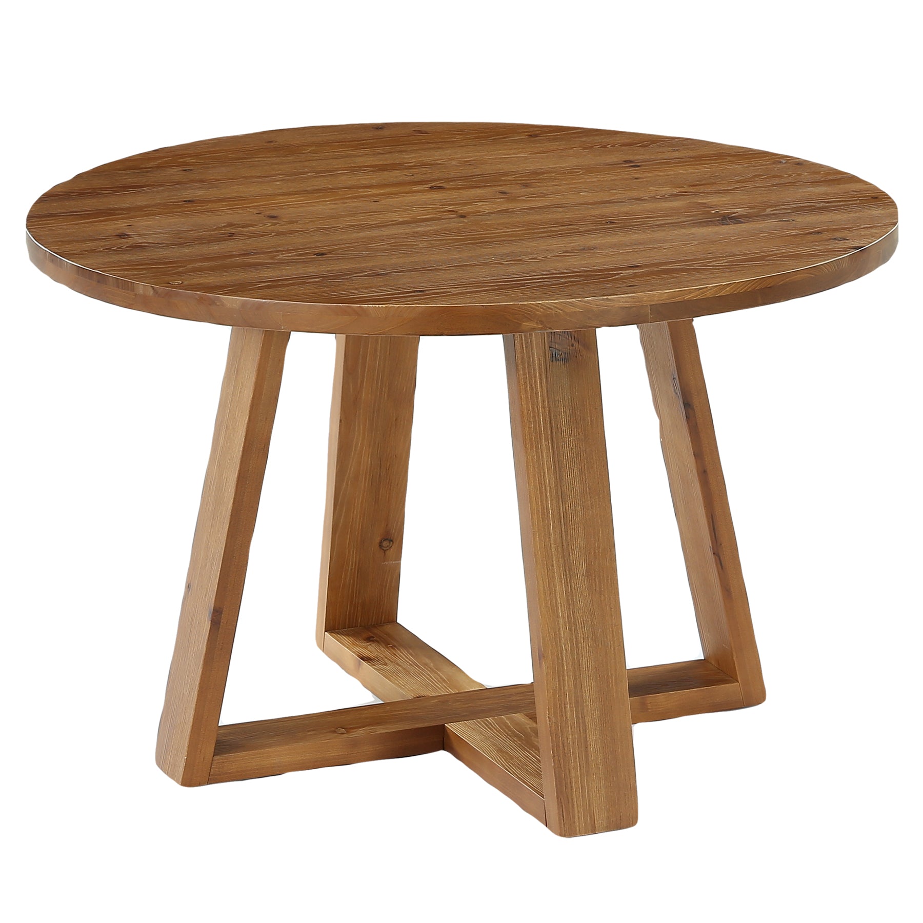 Tribesigns 47.2 Inch Solid Wood Round Dining Table for 4, Farmhouse Kitchen Table with Trestle Base