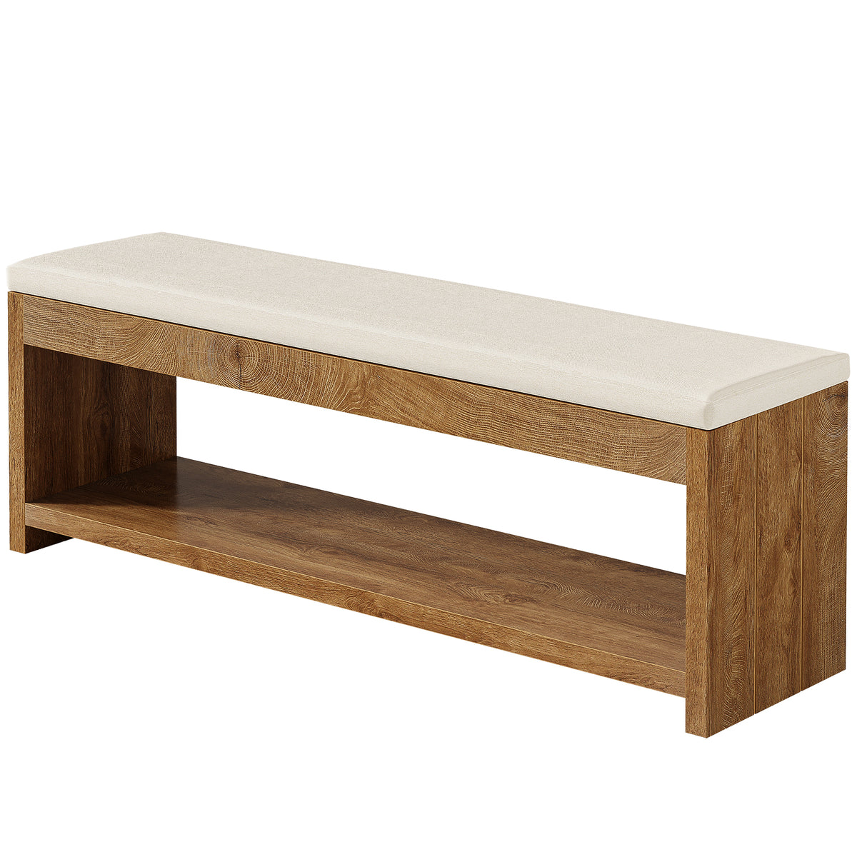 Tribesigns 55.1" Entryway Bench with Cushion and Shoe Storage, Upholstered Shoe Bench for Hallway
