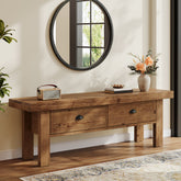 Tribesigns 55 Inch Solid Wood Storage Bench with 2 Drawers, Farmhouse Entryway Seat for Hallway 3