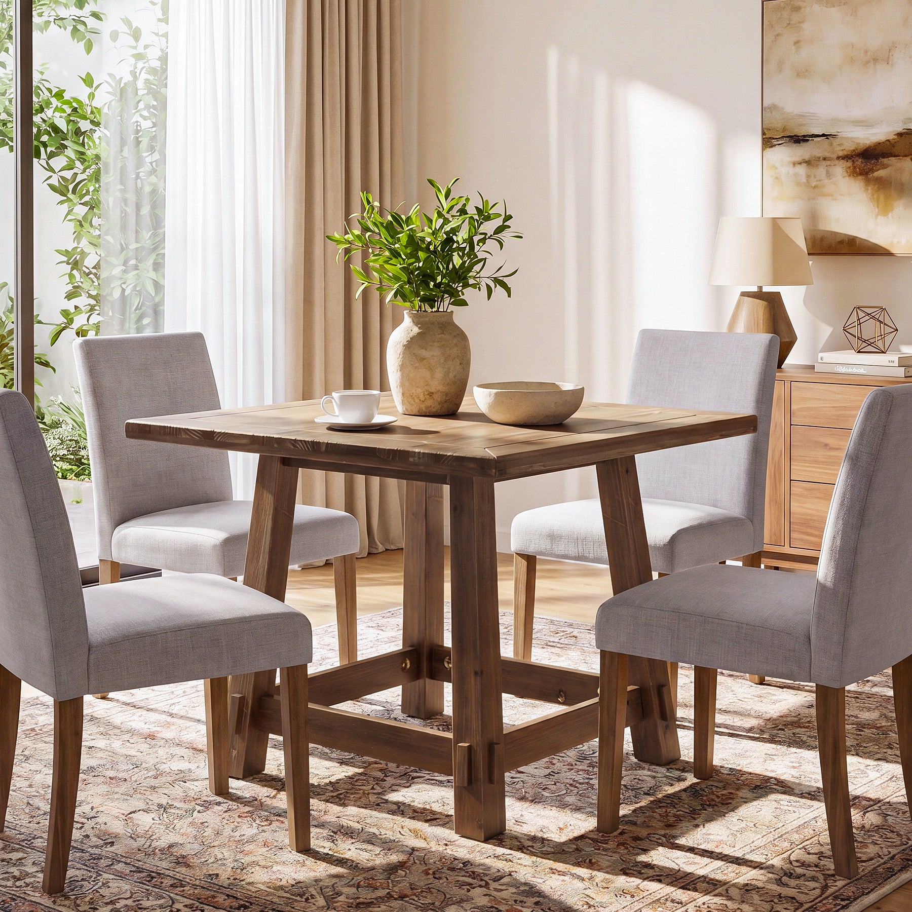 Tribesigns 31.49-Inch Solid Wood Square Dining Table for 4, Farmhouse Kitchen Table for Small Spaces