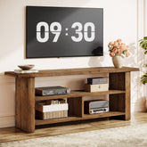 Tribesigns 63 Inch Solid Wood TV Stand with Open Storage, Farmhouse Media Console for Living Room 3