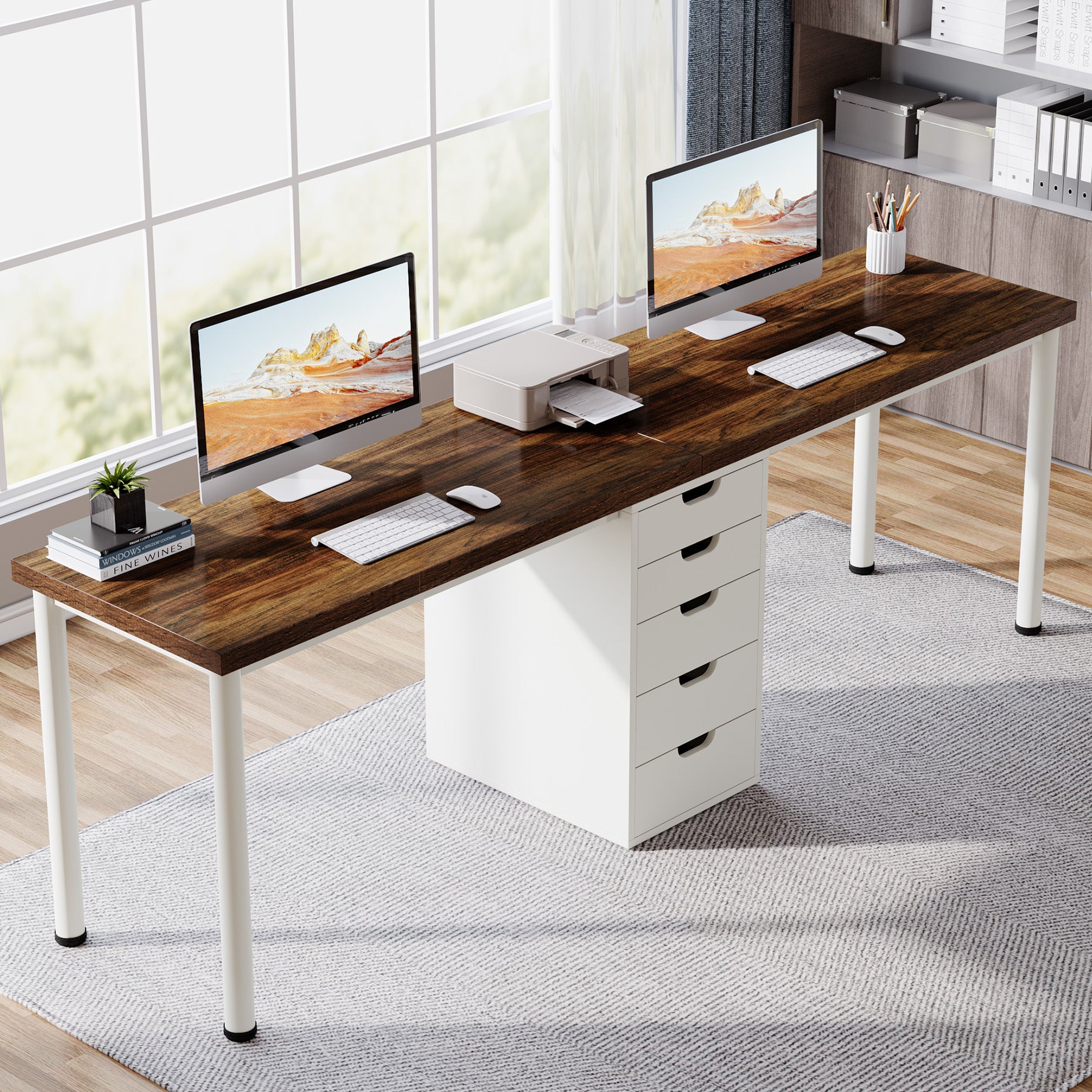 Tribesigns 78.7-Inch Two-Person Computer Desk with 5 Drawers, Double Office Workstation for Home Office