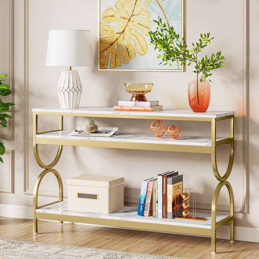 Console Table, 55" Sofa Table with 3-Tier Storage Shelves Tribesigns