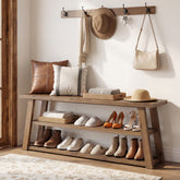 Tribesigns 62.99 Inch Solid Wood Console Table with 3-Tier Shelves, Farmhouse Hallway Table 3