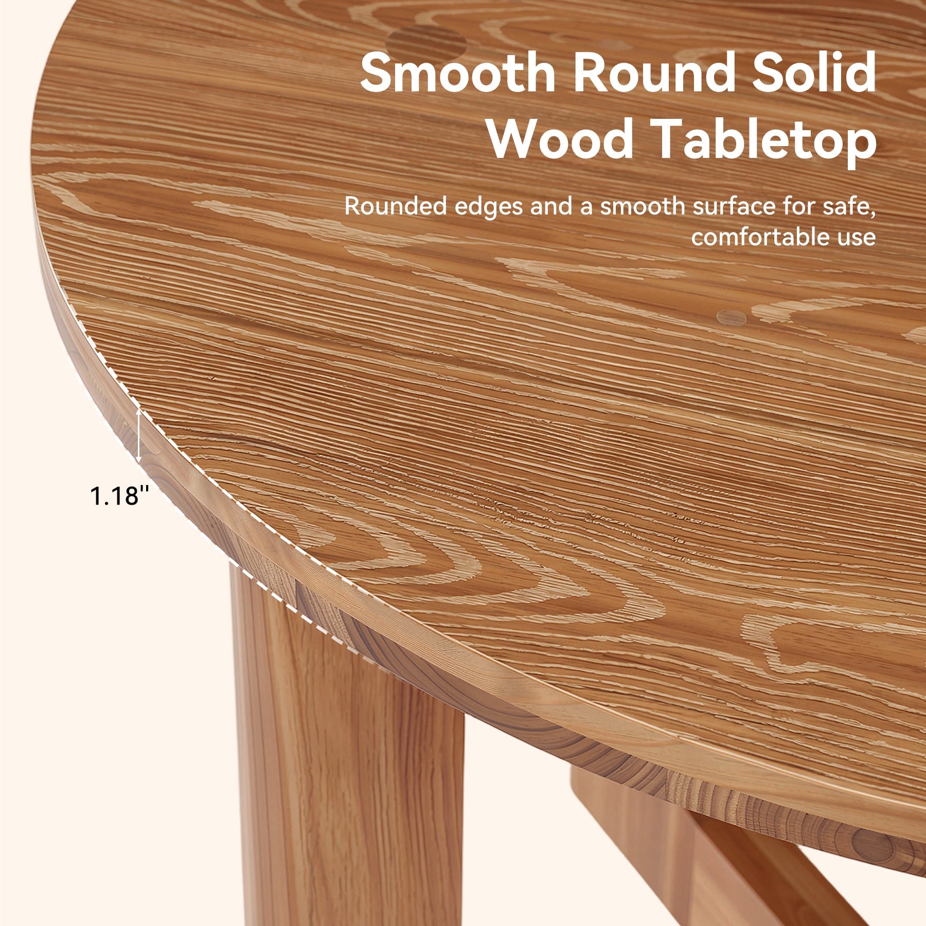 39.4-Inch Round Solid Wood Conference Table with Cross Base, Meeting Table for Office