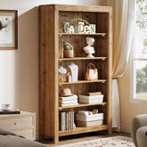 Tribesigns 5-Tier Farmhouse Bookcase with Slatted Back Panel, Solid Wood Bookshelf for Home Office and Library 3