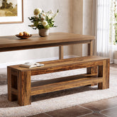 Tribesigns 59" Wooden Dining Bench, Farmhouse Storage Bench for Dining Room 3