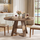 Tribesigns 47.24-Inch Round Dining Table for 4-6, Modern Farmhouse Kitchen Table with X-Cross Pedestal Base and Storage Shelf for Dining Room 3