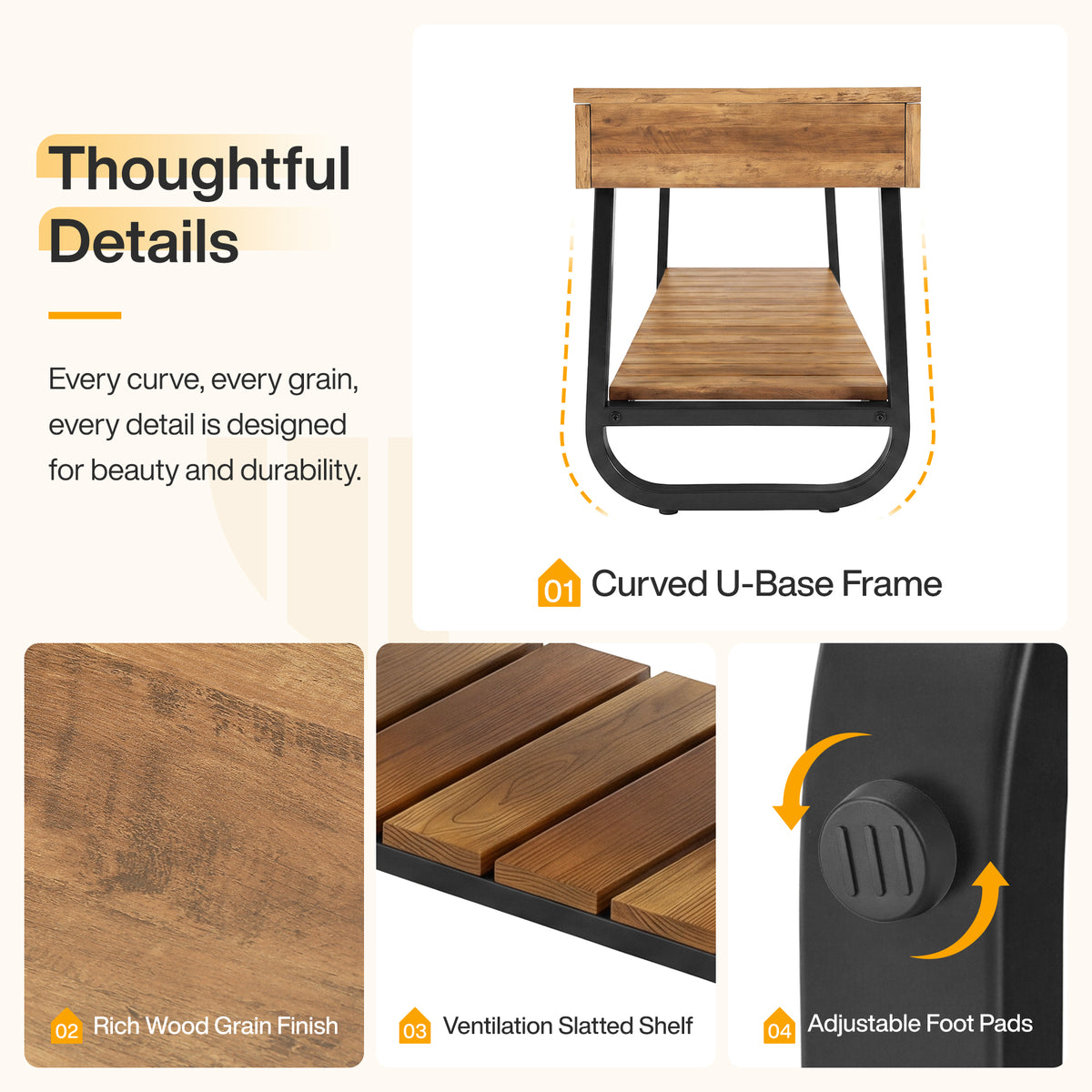 Tribesigns 63" Long Entryway Bench with Slatted Shoe Storage, Industrial Hallway Bench for 2-3