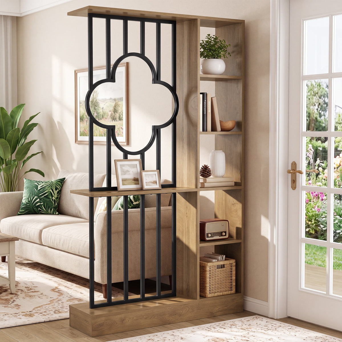 Tribesigns 71" Tall Room Divider with Open Shelves, Freestanding Partition Shelf for Living Room