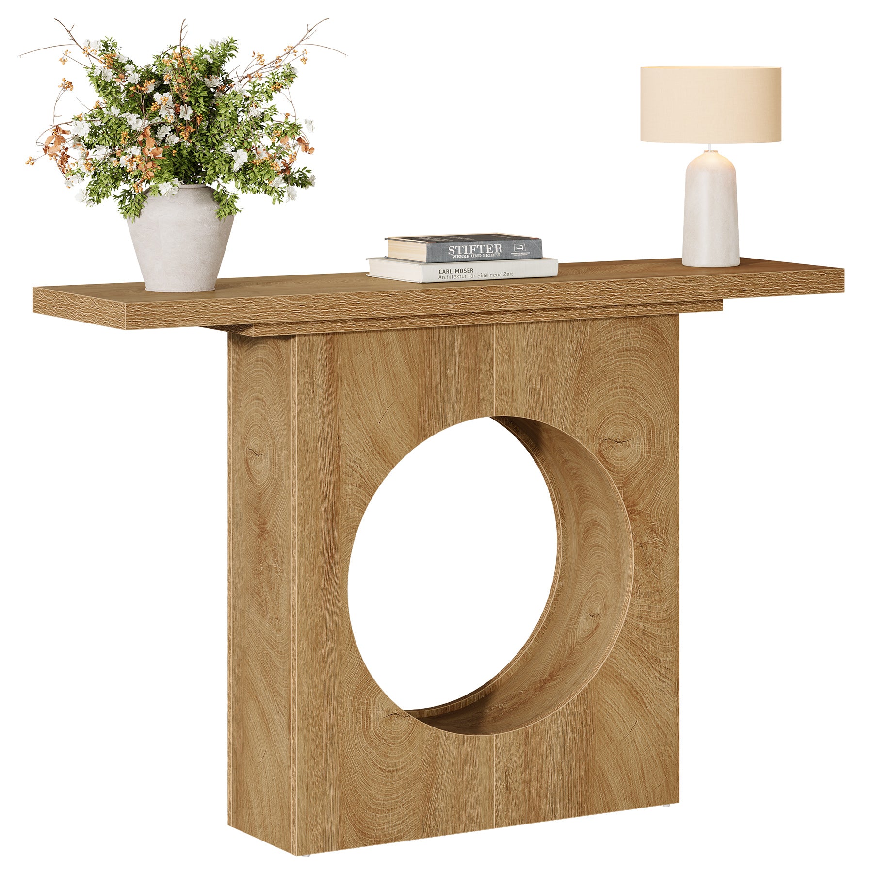 41.3-Inch Farmhouse Console Table, Narrow Entryway Table with Round Hole Design