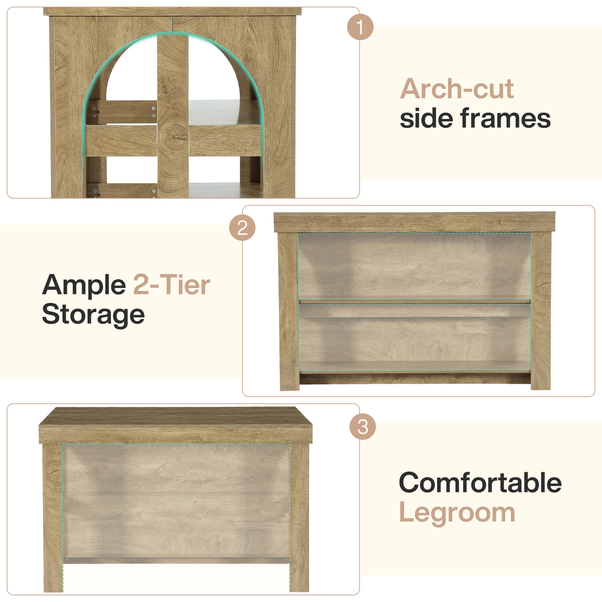 Tribesigns Solid Wood Kitchen Island Table with Storage Shelves, Farmhouse Counter Height Island