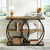 41.3" Industrial Console Table with 3-Tier Storage, Entryway Table for Living Room Hallway Foyer 3