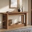 63" Farmhouse Console Table with 2-Tier Storage, Rustic Narrow Sofa Table Behind Couch
