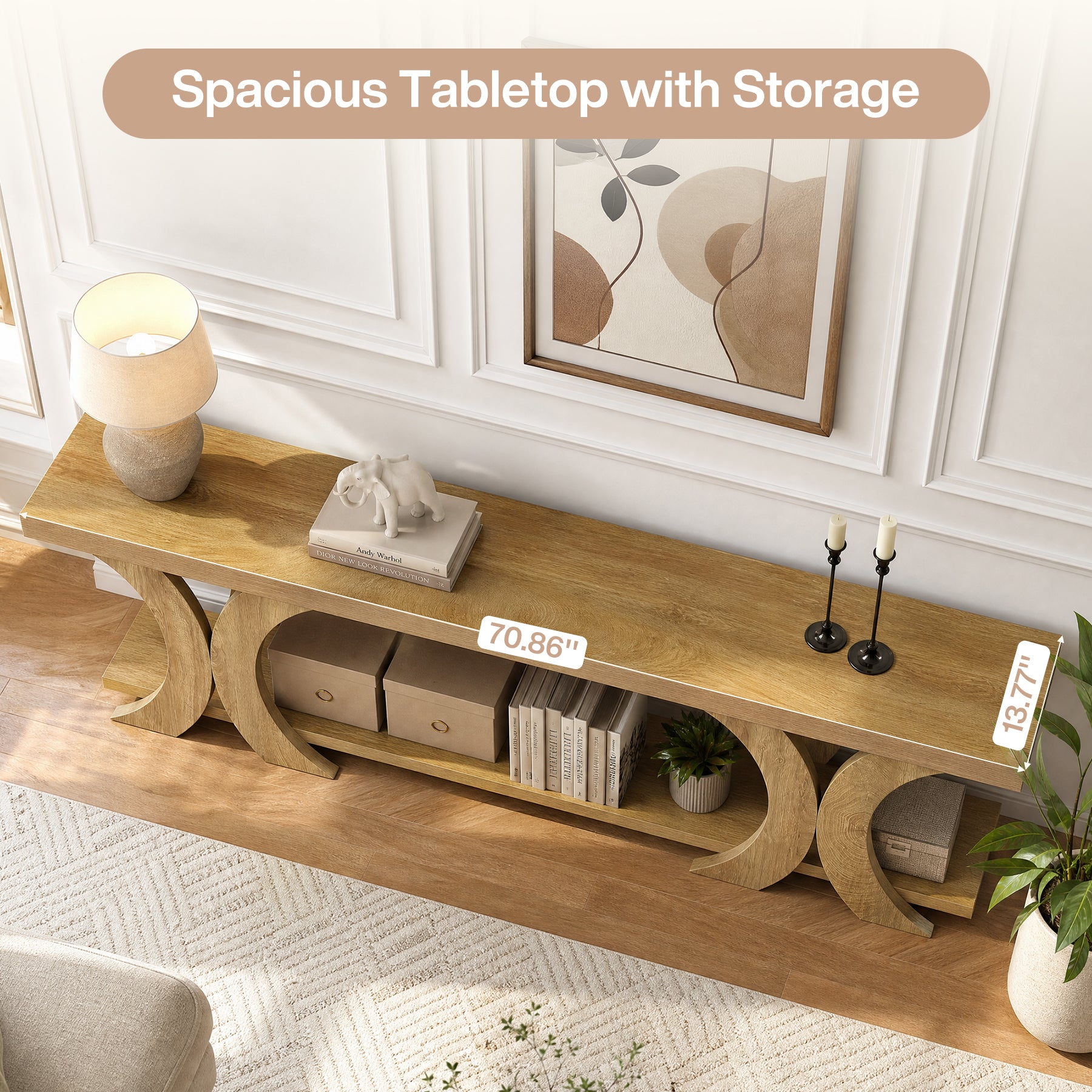 Tribesigns 70.87-Inch Extra Long TV Stand with Open Shelf, Farmhouse Media Console for Living Room