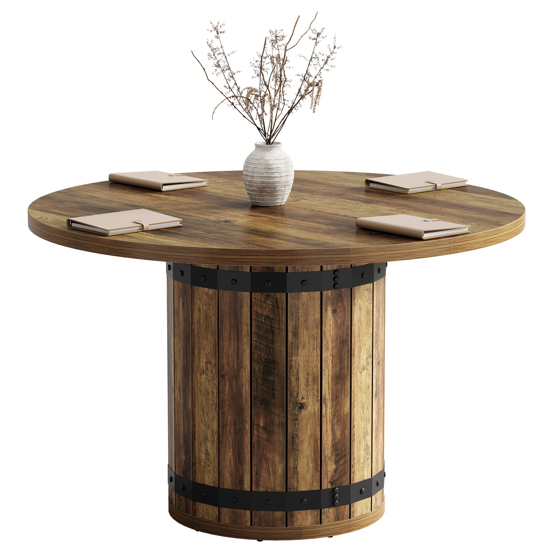 Tribesigns 39.37-Inch Round Conference Table, Fence Base Meeting Table