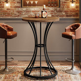 37.4" Round Bar Table for Two, Cocktail Table with Curved Metal Base in Black 3