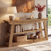 Tribesigns 63-Inch Solid Wood Console Table with 3-Tier Storage, Farmhouse Hallway Entry Table 3