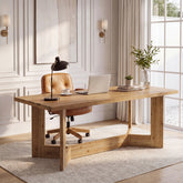Tribesigns 63-Inch Solid Wood Computer Desk with Trestle Legs, Farmhouse Office Desk for Home Office 3