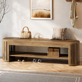 Tribesigns 63-Inch Wooden Shoe Bench with 2-Tier Storage, Narrow Entryway Bench for Entrance and Hallway 3