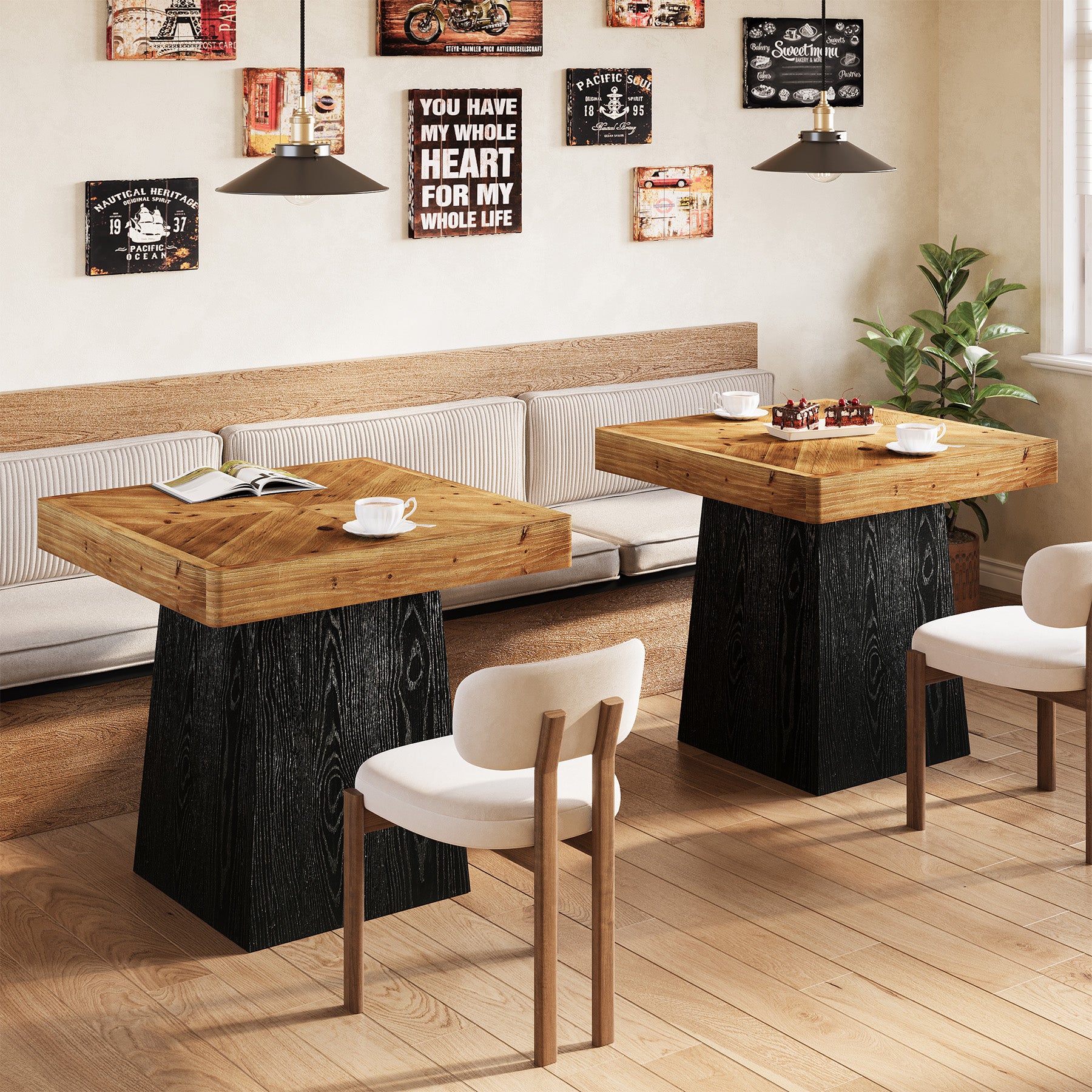 Tribesigns 31.5" Solid Wood Dining Table, Square Farmhouse Table for 2-4