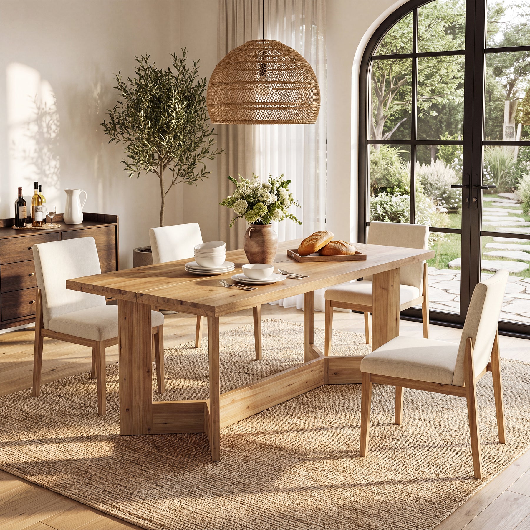 Tribesigns 63-Inch Solid Wood Dining Table for 6, Farmhouse Rectangle Table for Dining Room