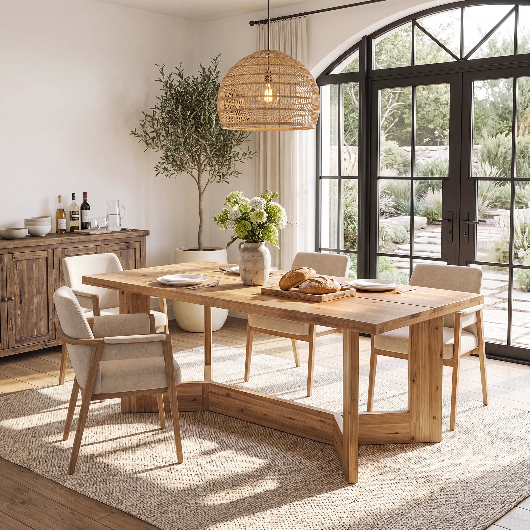 Tribesigns 63-Inch Solid Wood Dining Table for 6, Farmhouse Rectangle Table for Dining Room