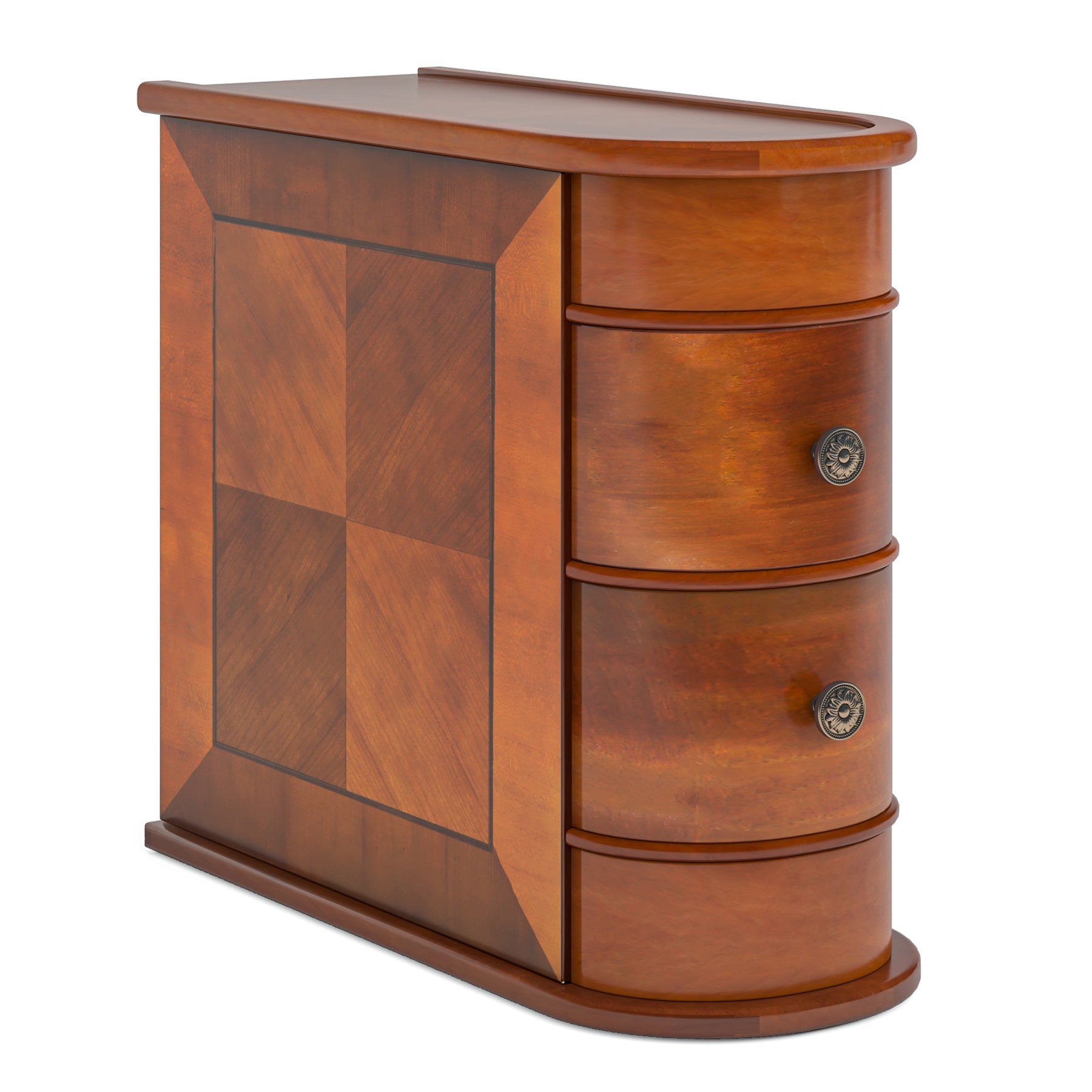 Wood End Table, Narrow Side Table Nightstand with 2 Drawers Tribesigns#Colour_Walnut