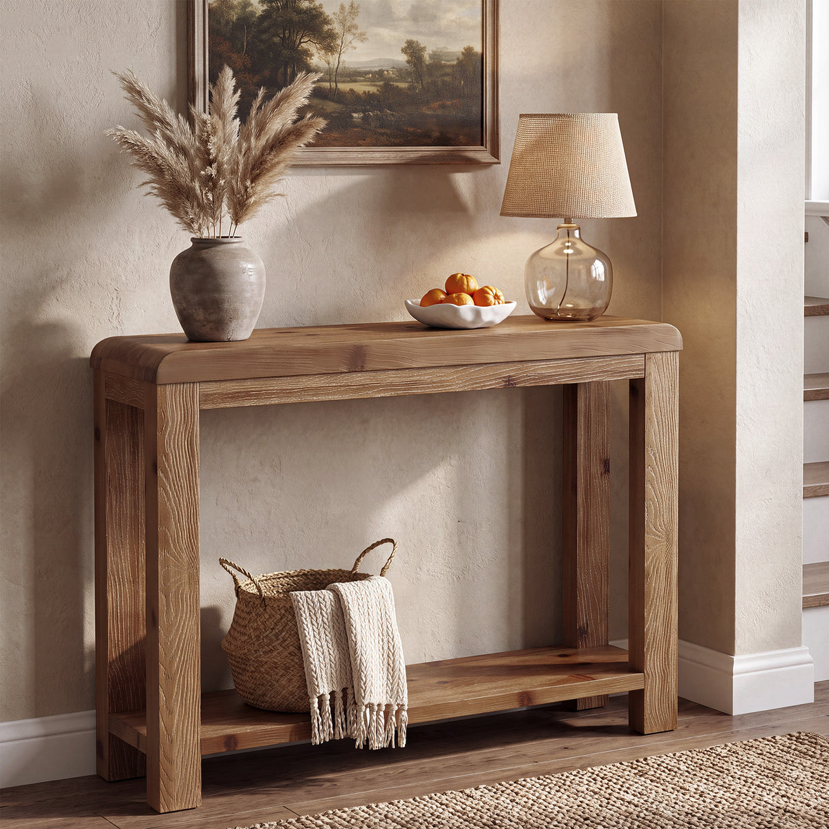 Tribesigns 41.3 Inch Solid Wood Console Table with Open Shelf Storage, Farmhouse Sofa Table for Hallway and Living Room